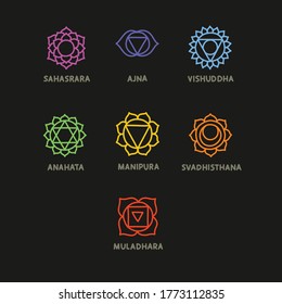 chakra doodle icons set, vector illustration