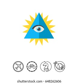 Chakra with eye in shining triangle icon