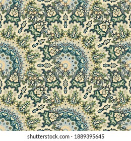 Chakra Blumenmuster nahtlos Muster. Indisches ethnisches Vektorgrafik-Design. Intricate stylische Pfau geometrische nahtlose Ornament. Innendekorationsdruck.