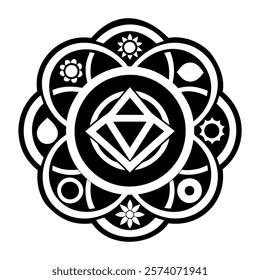 Chakra flower icon in glyph style