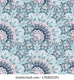 Chakra geometrische nahtlose Ornamente. Arabisches ethnisches Vektorgrafik-Design. Dreieckige arabeske Medaillon-Blütenmuster nahtlos. Scarf Modedruck.