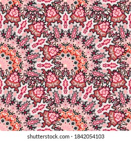 Chakra geometric seamless pattern. Islamic folk vector composition. Lace boho medallion flower seamless ornament. Interior decoration print.