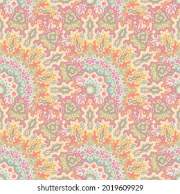 Chakra geometric seamless pattern. Tribal ethnic vector composition. Intricate boho fractal floral seamless ornament. Summer swimwear print.