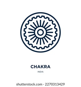 icono de chakra de la colección india. Chakra lineal delgada, zen, icono de contorno de yoga aislado en fondo blanco. Signo de chakra vectorial de línea, símbolo para web y móvil