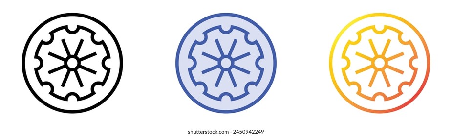 chakra icon. Linear, Blue Fill and Gradient Style Design Isolated On White Background