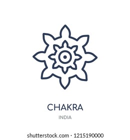 Chakra icon. Chakra linear symbol design from India collection. Simple outline element vector illustration on white background.