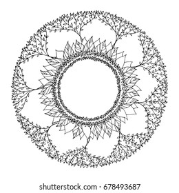 chakra mandala icon symbol, flower floral, vector hand drawn, illustration design concept sign drawing