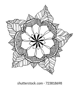chakra mandala icon symbol, flower floral, vector hand drawn, illustration design concept sign