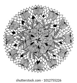 chakra mandala icon symbol logo, flower floral leaf, vector hand drawn, illustration design concept sign