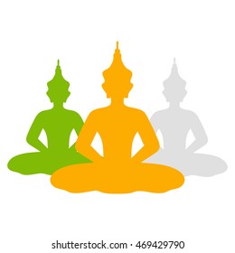 Chakra meditation three yoga on a white background. Vector illustration.