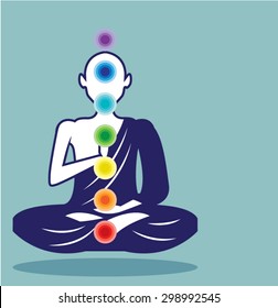 Chakra Meditation vector illustration floating person art