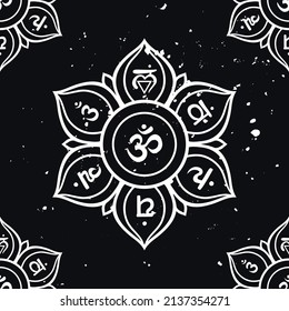 Chakra pattern Flower of life mandala with chakras. Sacred geometry Vector illustration For logo yoga healing meditation.