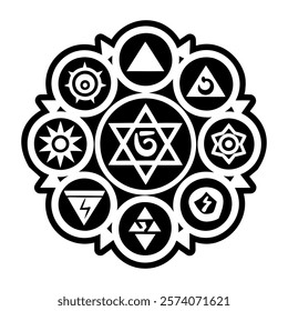 Chakra signs symbol icon in solid style