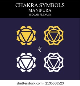 Chakra symbols, Different styles, modern simple geometric icons and traditional sanskrit signs. Vector illustration.