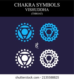 Chakra symbols, Different styles, modern simple geometric icons and traditional sanskrit signs. Vector illustration.
