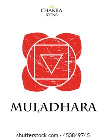 Chakra vector isolated minimalistic icons. Muladhara.