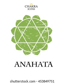 Chakra vector isolated minimalistic icons. Anahata.