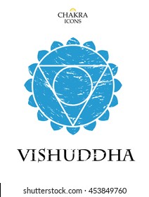 Chakra vector isolated minimalistic icons. Vishuddha.