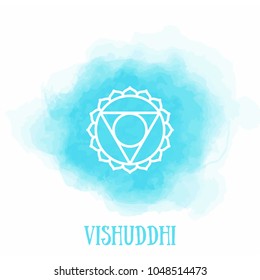 Chakra vishuddhi watercolor symbol