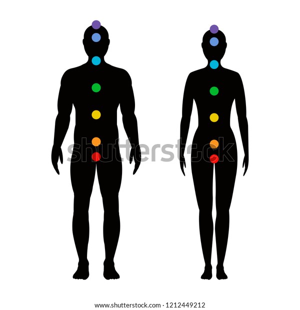 Chakras On Body Silhouettes Men Women Stock Vector Royalty Free 1212449212 Shutterstock