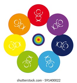 Chakras on white background. Vector illustration.

