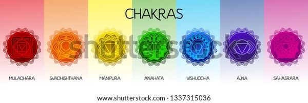 Chakras Set Muladhara Swadhisthana Manipura Anahata Stock Vector ...