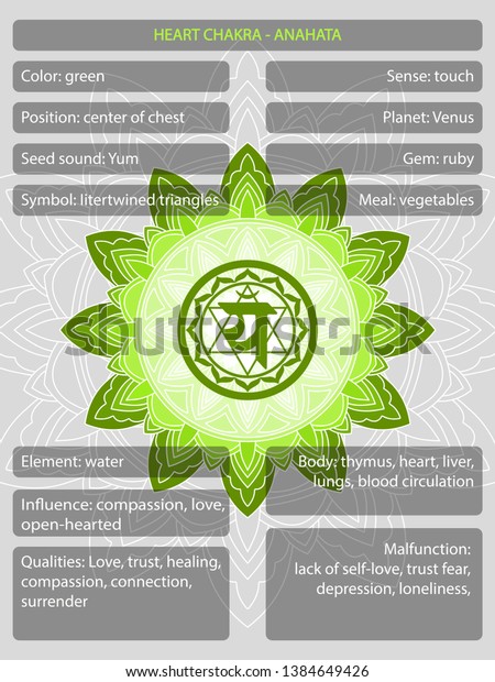 Chakras Symbols Description Meanings Infographic Stock Vector (Royalty ...