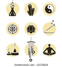 Chakras symbols and spirituality icon set