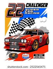 Chalenger Super Car Racing Illustration Design