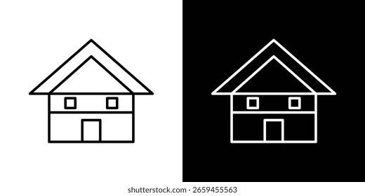Icono de chalet para concepto y Diseño gráfico. Colección de iconos de vector de estilo negro de alta calidad