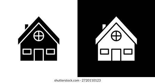 Icono de chalet ilustraciones gráficas planas simples. Vector de silueta blanco y negro