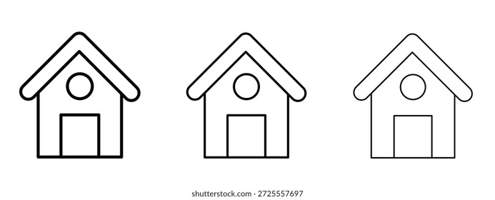 Símbolo de línea delgada del icono del chalet en el fondo blanco, Ilustración vectorial editable del movimiento