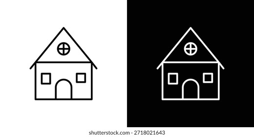 Icono de chalet en estilo de línea de trazo moderno. Conjunto de Vector de icono de Sitio web.