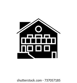 chalet icon, vector illustration, black sign on isolated background