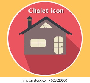 Chalet icon vector illustration. Flat design with 3D look. Camping, hotel, house, cottage.