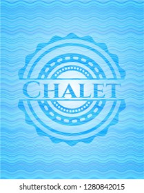 Chalet light blue water wave emblem background.