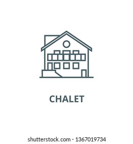 Chalet line icon, vector. Chalet outline sign, concept symbol, flat illustration