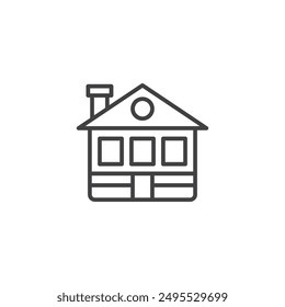 Chalet outlined icon isolated on white background