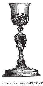 Chalice of after Pierre Germain, vintage engraved illustration. Industrial encyclopedia E.-O. Lami - 1875.
