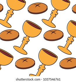 chalice bread christian catholic paraphernalia  icon image vector illustration design 
