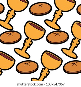 chalice bread christian catholic paraphernalia  icon image vector illustration design 