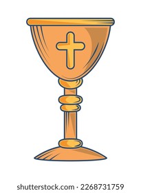 chalice with cross icon isolated