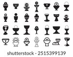 Chalice and cup icons set