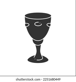 Chalice glyph icon. Wine cup. Cup for making sacrifices. Magical arts concept. Filled flat sign. Isolated silhouette vector illustration