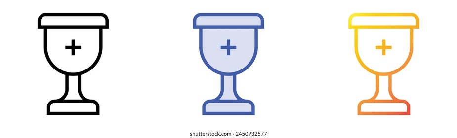 chalice icon. Linear, Blue Fill and Gradient Style Design Isolated On White Background