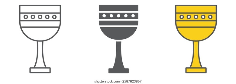 Chalice line icon collection, religious and christian, holy cup icon set, vector graphics, a linear pattern on a white background, eps 10.