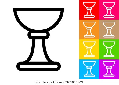 Chalice. Line Icon With Different Color Background.