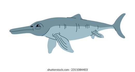 Chalishevia swimming dino isolated lizard in cartoon style. Vector Garjainia icon, Erythrosuchids crocodile large basal archosaur reptile
