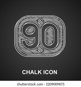 Chalk 90s Retro Symbol einzeln auf schwarzem Hintergrund. Das Poster der neunziger Jahre.  Vektorgrafik