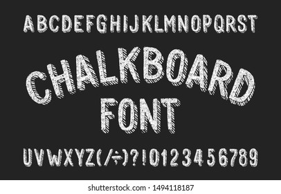 Chalk Alphabet Font. Hand Drawn Messy Letters And Numbers. Stock Vector Typescript.